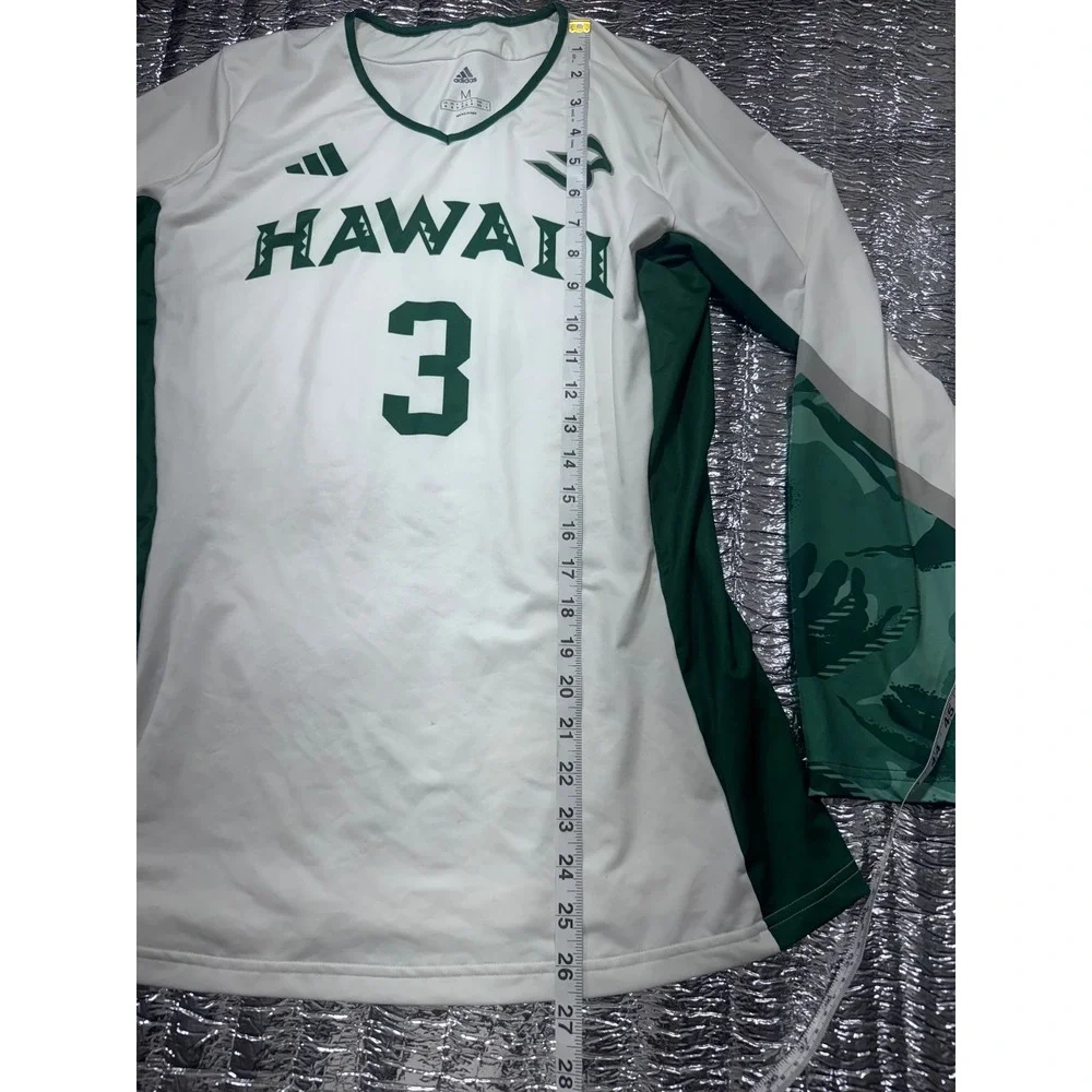 Adidas Hawaii Rainbow Warriors #3 Volleyball Jersey Long Sleeve White Green M